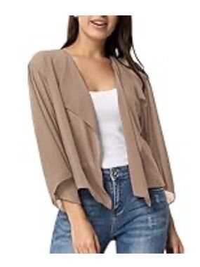 NWT Kate Kasin Women’s Medium Sheer Brown Lightweight Open front Top Blouse